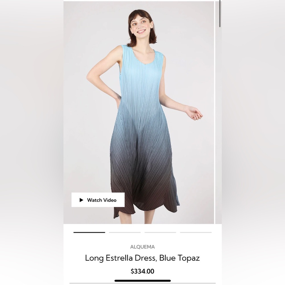 Elegant Ombre Pleated Maxi Dress Long Estrella Dress, Blue Topaz - Picture 4 of 4